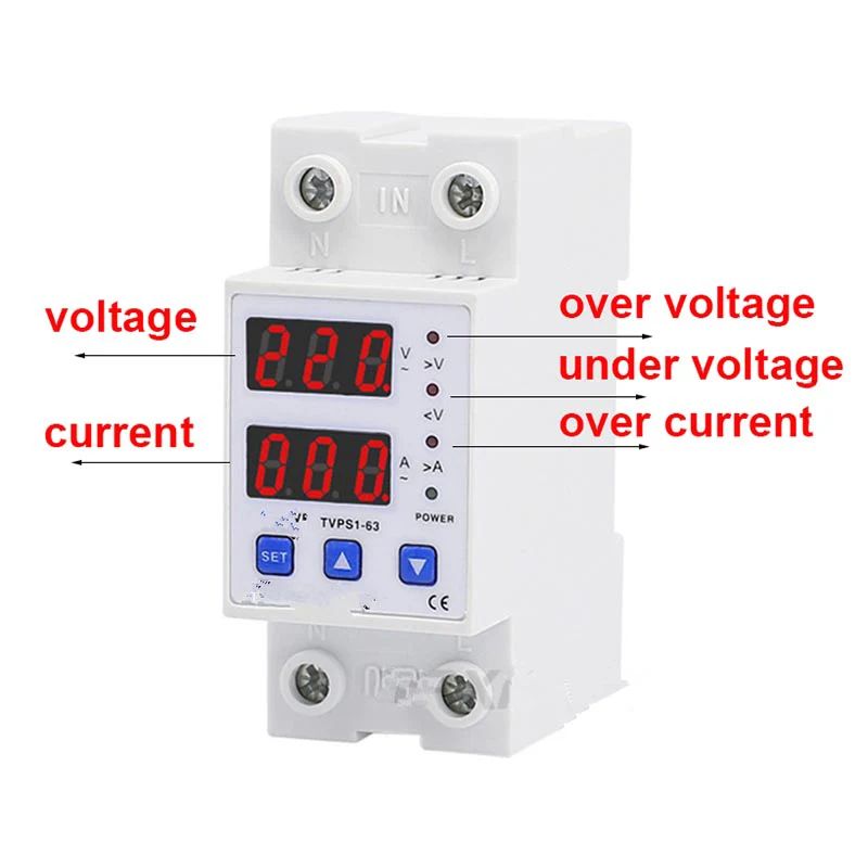 63A 230V 調整可能な過不足電圧プロテクター